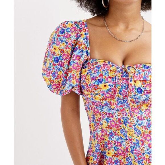 NWT For Love & Lemons Sasha Mini Dress Blue Dizzy Floral - Picture 3 of 14